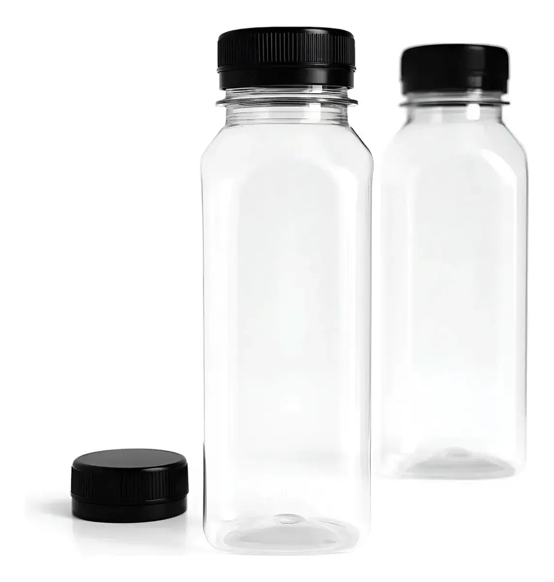 Pack 20 Garrafas PET Plásticas Transparentes de 300 mL com Tampa