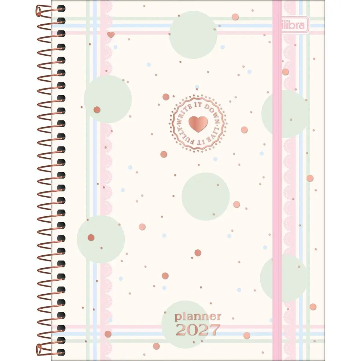 Tilibra - Planner Espiral 17,7 x 24 cm Soho 90 G 2027 - Bolas Verdes