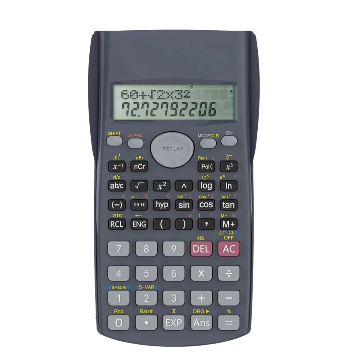 Calculadora Científica de Engenharia, 240 Funções, Display de Linha Dupla, Ideal Escola e Escritório (Preto)