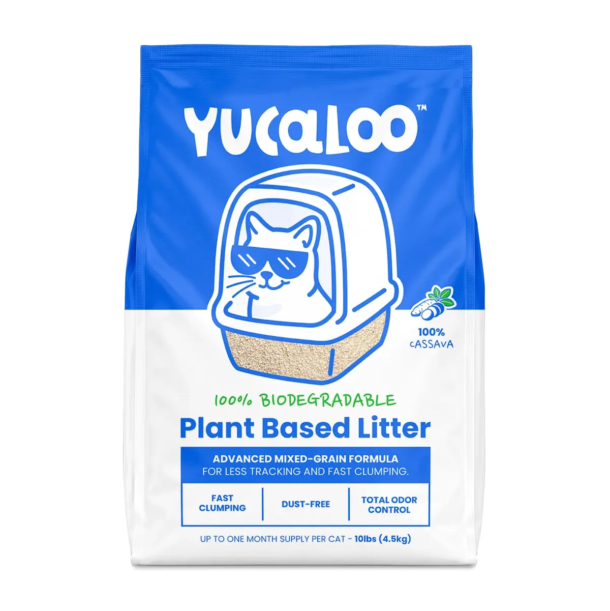 Areia de Mandioca Para Gatos 100% Natural e Biodegradável - Grãos Mistos 4.5kg - Absorção até 2x Mais Rápida, Torrões Firmes, Controle de Odor Incomparável, Sem perfume, Cor Clara. - 1