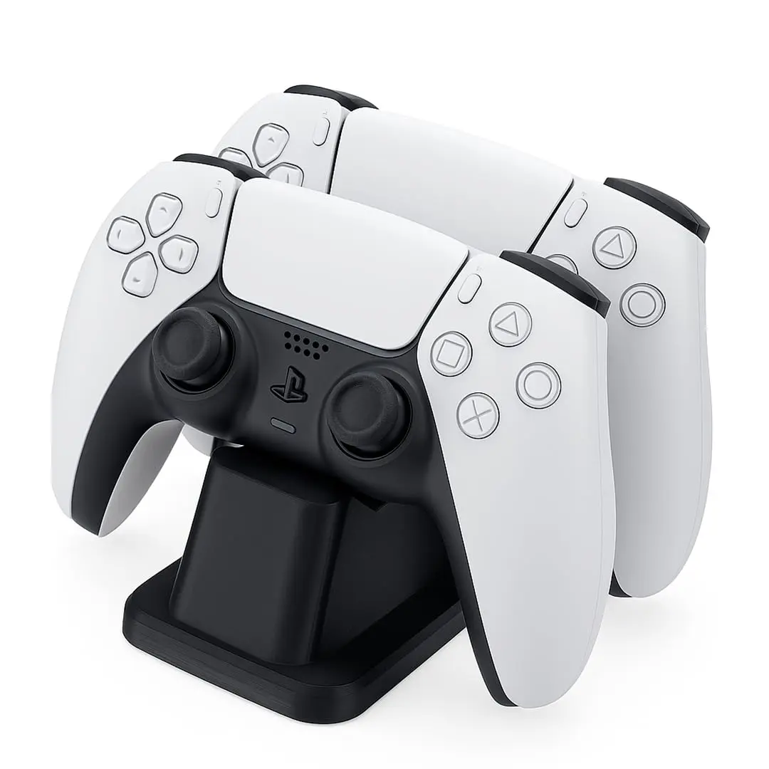 Suporte Duplo Universal para Controle de Jogos, Base de Mesa Decorativa em Plástico, Gamer, Ps5, Ps4, Xbox, Pc, Notebook, Nintendo Switch, Joystick, Manete, Videogame, Console (Preto)