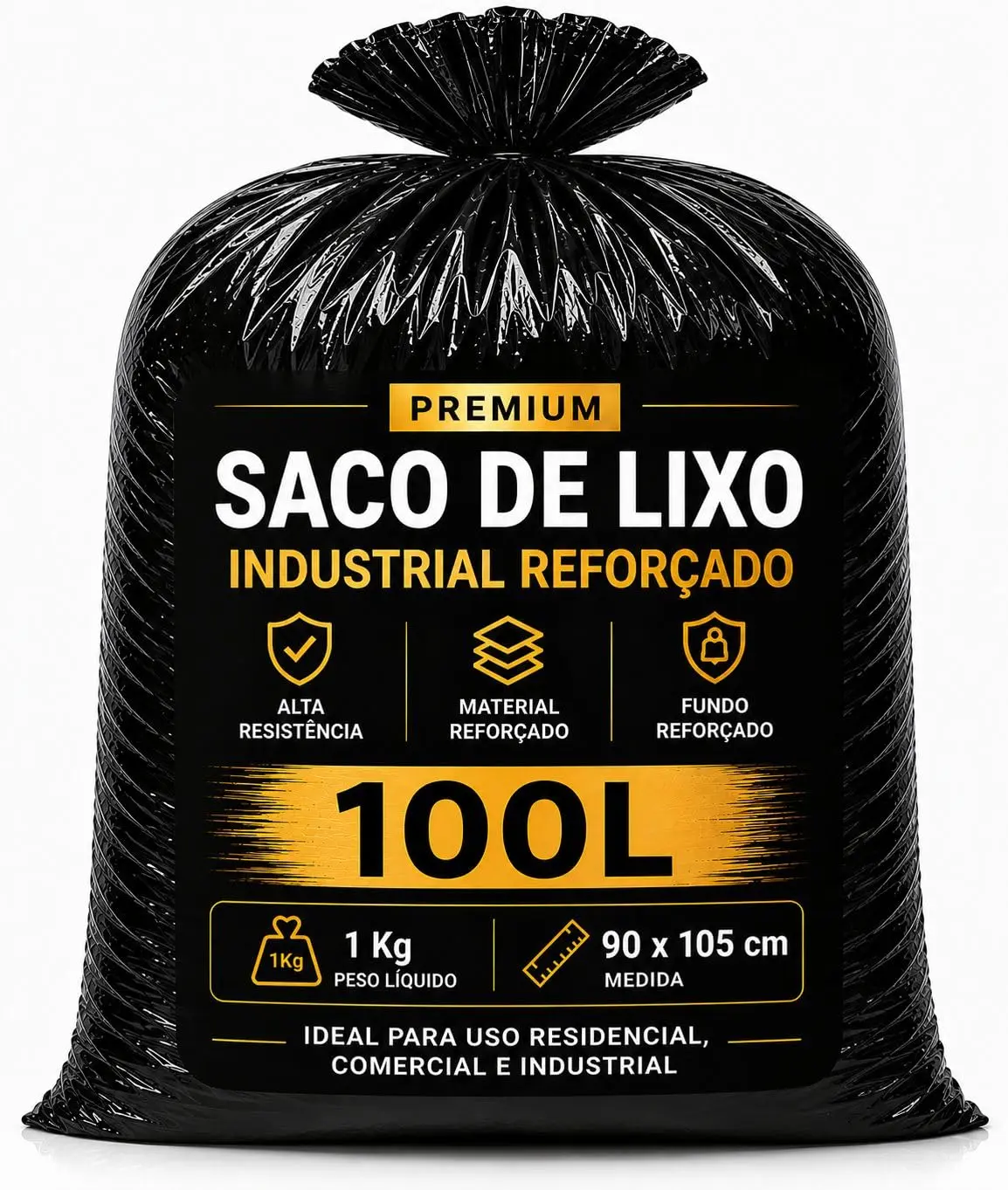 Saco de Lixo 100 Litros 90X105 Premium Extra Reforçado | Alta Resistência para Uso Profissional - 1