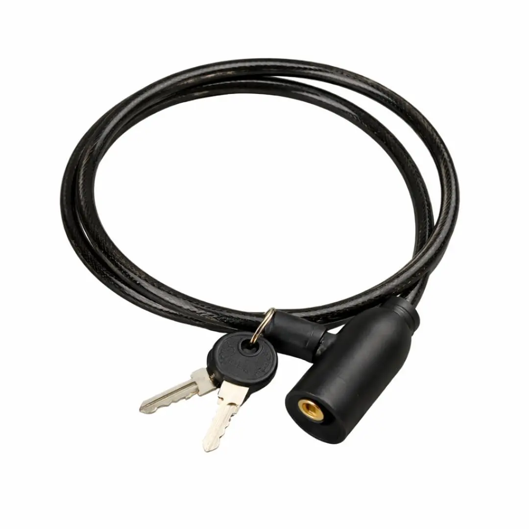 Cadeado com Cabo Flexível Preto 65 cm 7,5 mm com 2 Chaves para Bicicletas Malas e Uso Diário