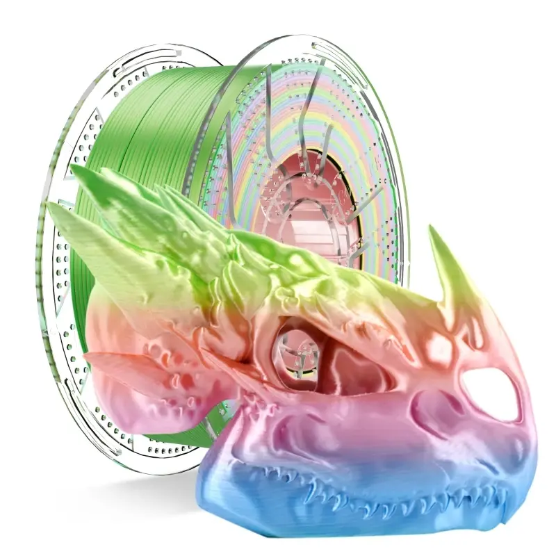 Filamento PLA de Seda Conjure Arco-Íris Fosco Multicolorido 1.75mm Cores Duplas/Triplas de Secagem Rápida 1KG para Impressoras 3D - 1