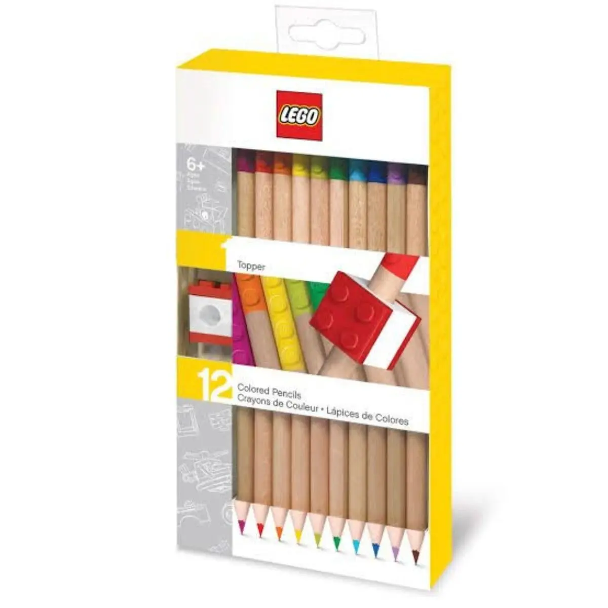 Jandaia, Lápis de Cor 12 Cores + 1 Topper + Minifigura LEGO® | LEGO® Stationery | Material Escolar Lego®