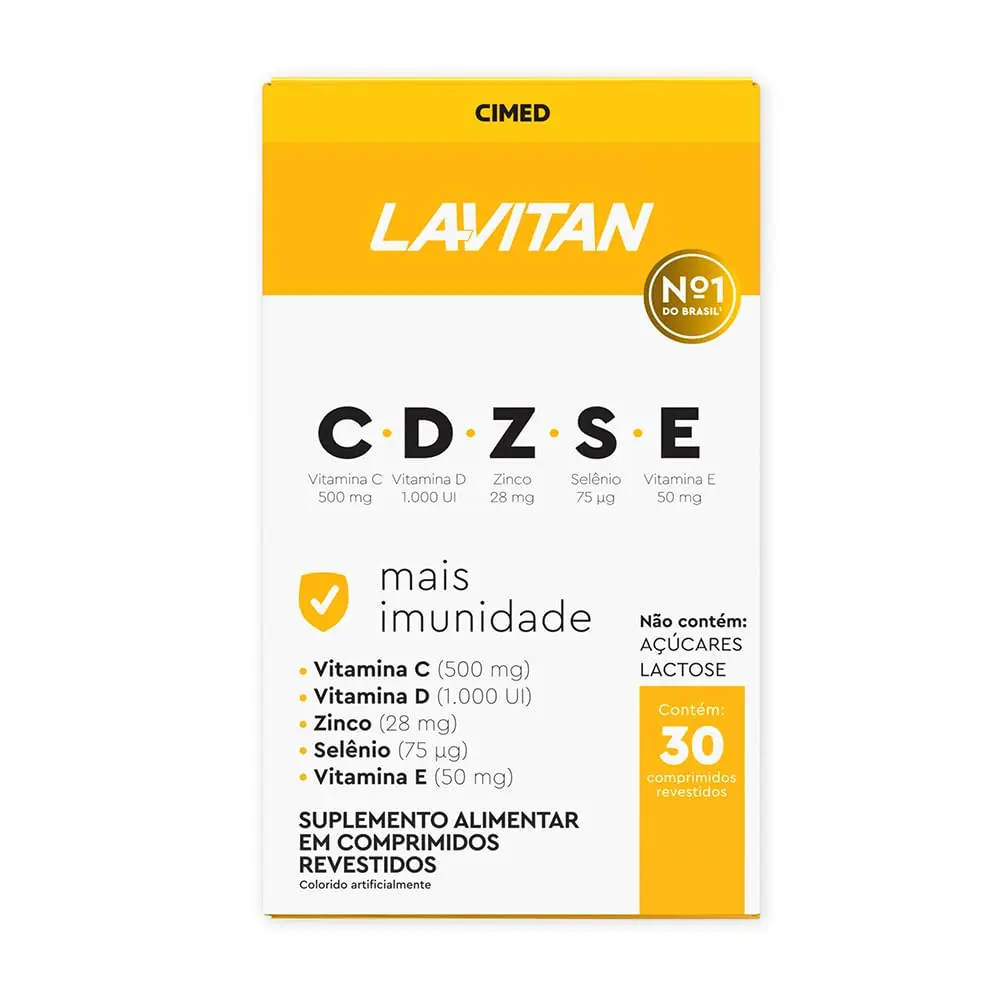 Suplemento Alimentar Imunidade CDZSE, Branco, Lavitan, 30 cápsulas