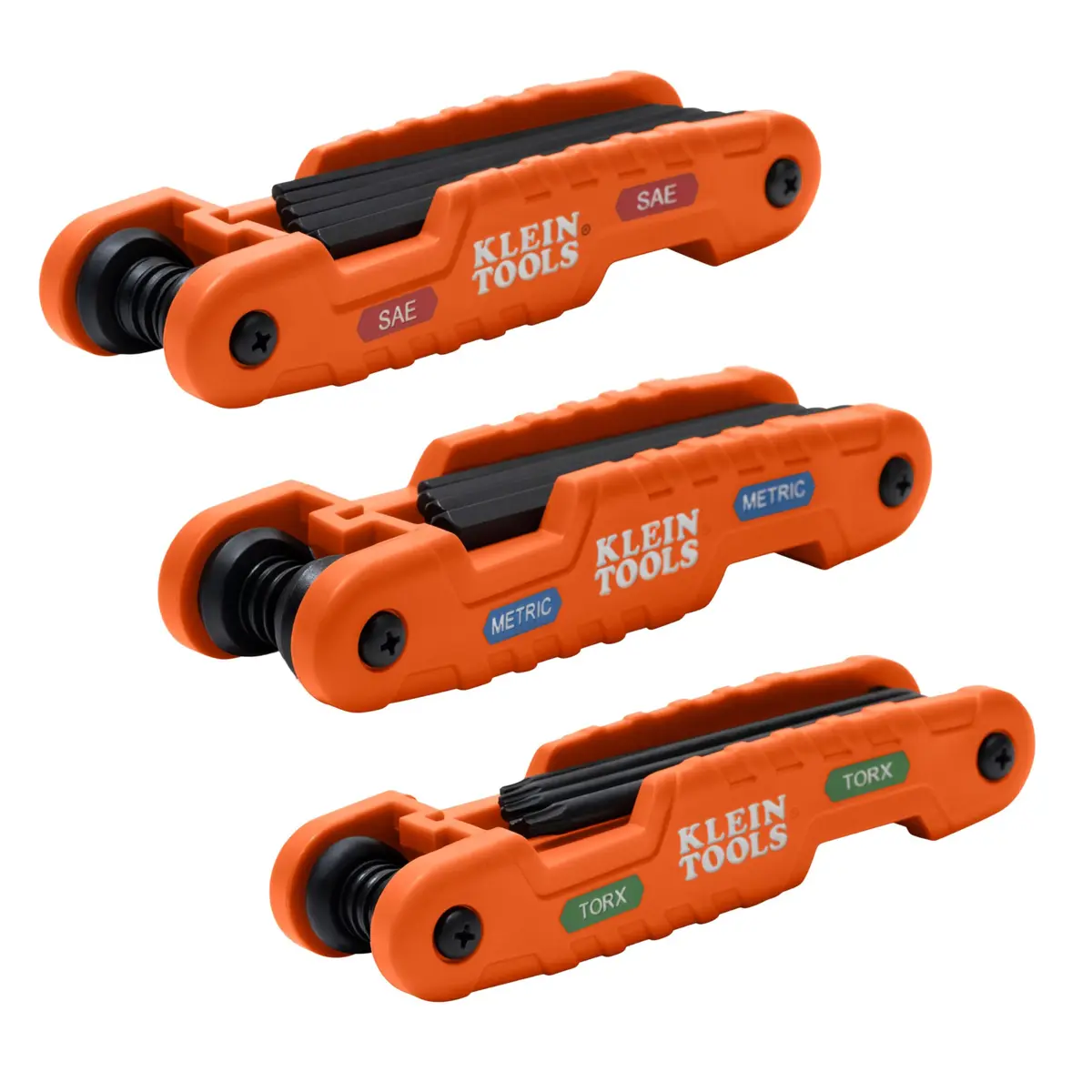 Klein Tools 70553 Conjunto de chaves hexagonais dobráveis profissionais, métrico, SAE, tamanhos Torx, 31 chaves, liga de aço tratado termicamente de resistência industrial