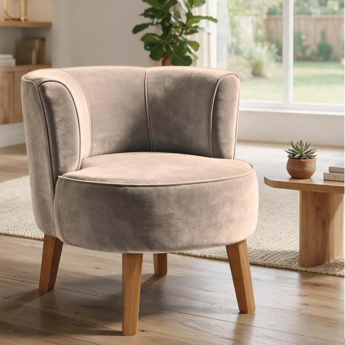 Poltrona Decorativa para Sala de Jantar Confortável Tecido Veludo MOBLAN decor (Rose)