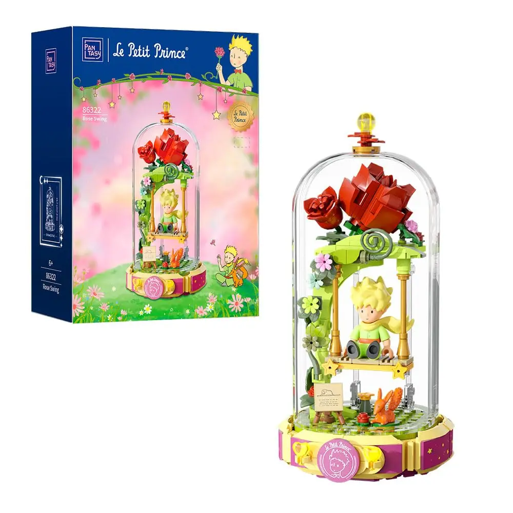 PANTASY The Little Prince Rose Swing Building Blocks Set, Creative Construction Kit for Adults and Teens, Charming Display Model, Ideal Gift for Home or Office Decor, Unique Collectible Toy