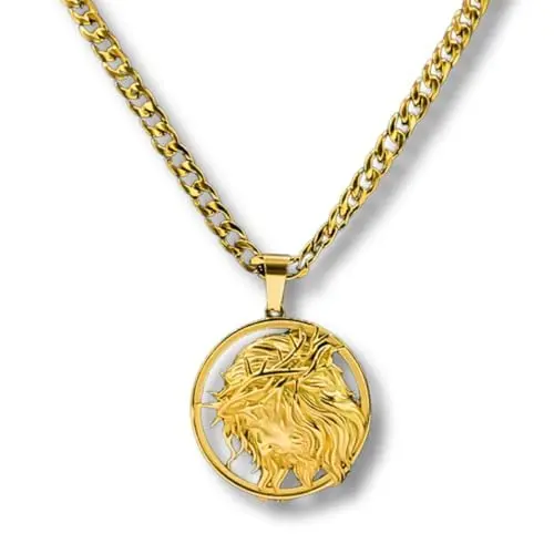 Colar Masculino "Corpus Christi" em Aço Inoxidável 316L Banho Ouro 18k Pingente 3,5cm Religião Fé Cristã Masculino Elegante - Acompanha Bolsa de Veludo