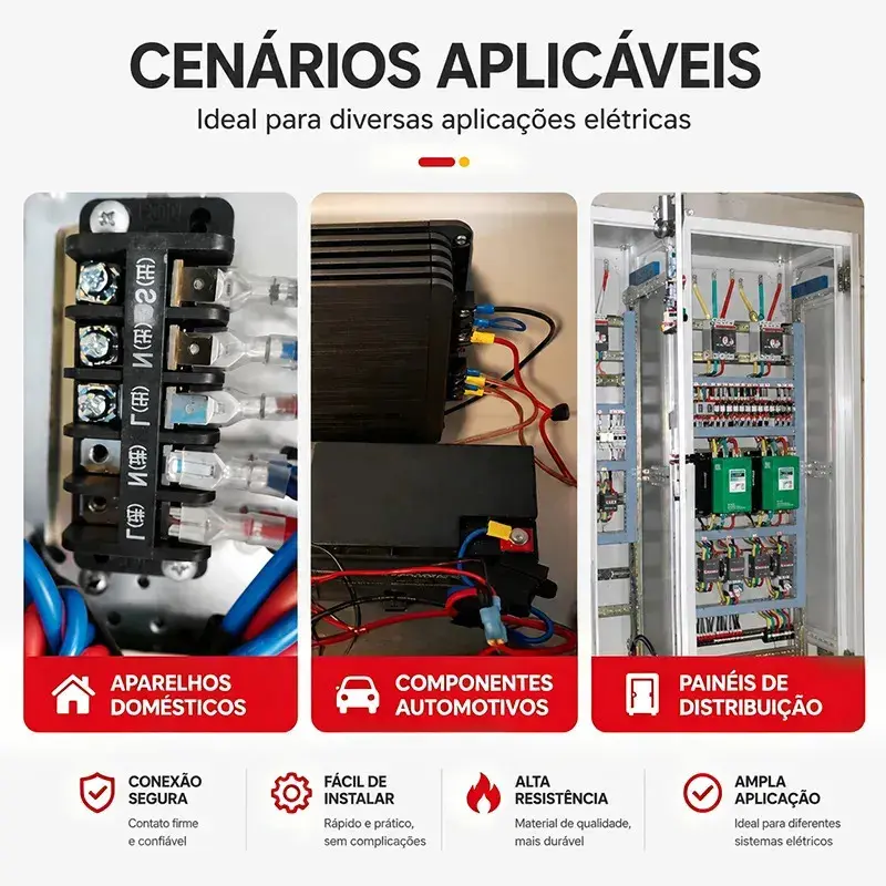 Kit 135 Terminal Faston Conector Elétrico com Capa Isolante Dourado Conectores para Fios Automotivo Moto Eletrônica thumbnail 6