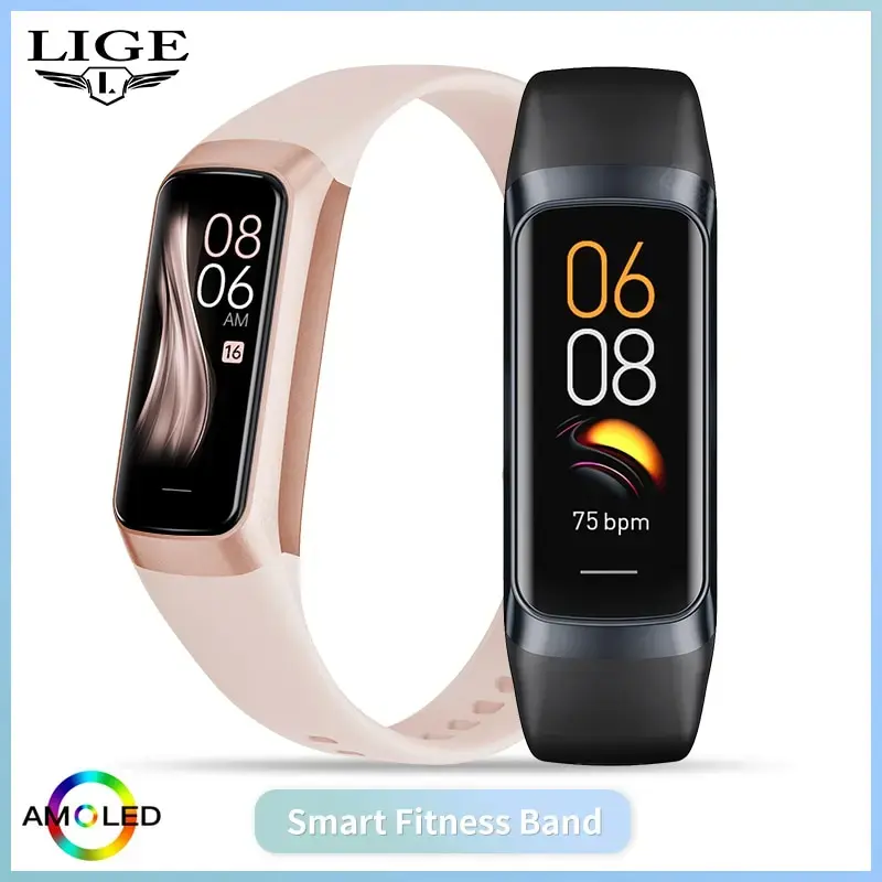 LIGE-Relógio Inteligente Amoled para Homens e Mulheres, Banda Inteligente, Frequência Cardíaca, Sangue, Pulseira Inteligente Impermeável, Rastreador de Fitness Esportivo, 2023 - 1