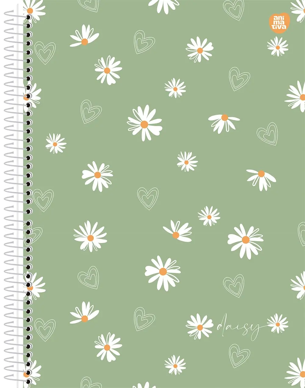 Kit de Caderno, 01 Matéria, Capa Dura, Daisy, 80 Folhas, Animativa, Pacote com 4 Unidades
