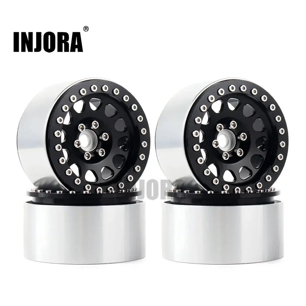 Injora 4 peças 1/10 rc rock crawler alumínio 2.2 beadlock jantes para axial scx10 rr10 wraith 90048 90018 trx4 TRX-6
