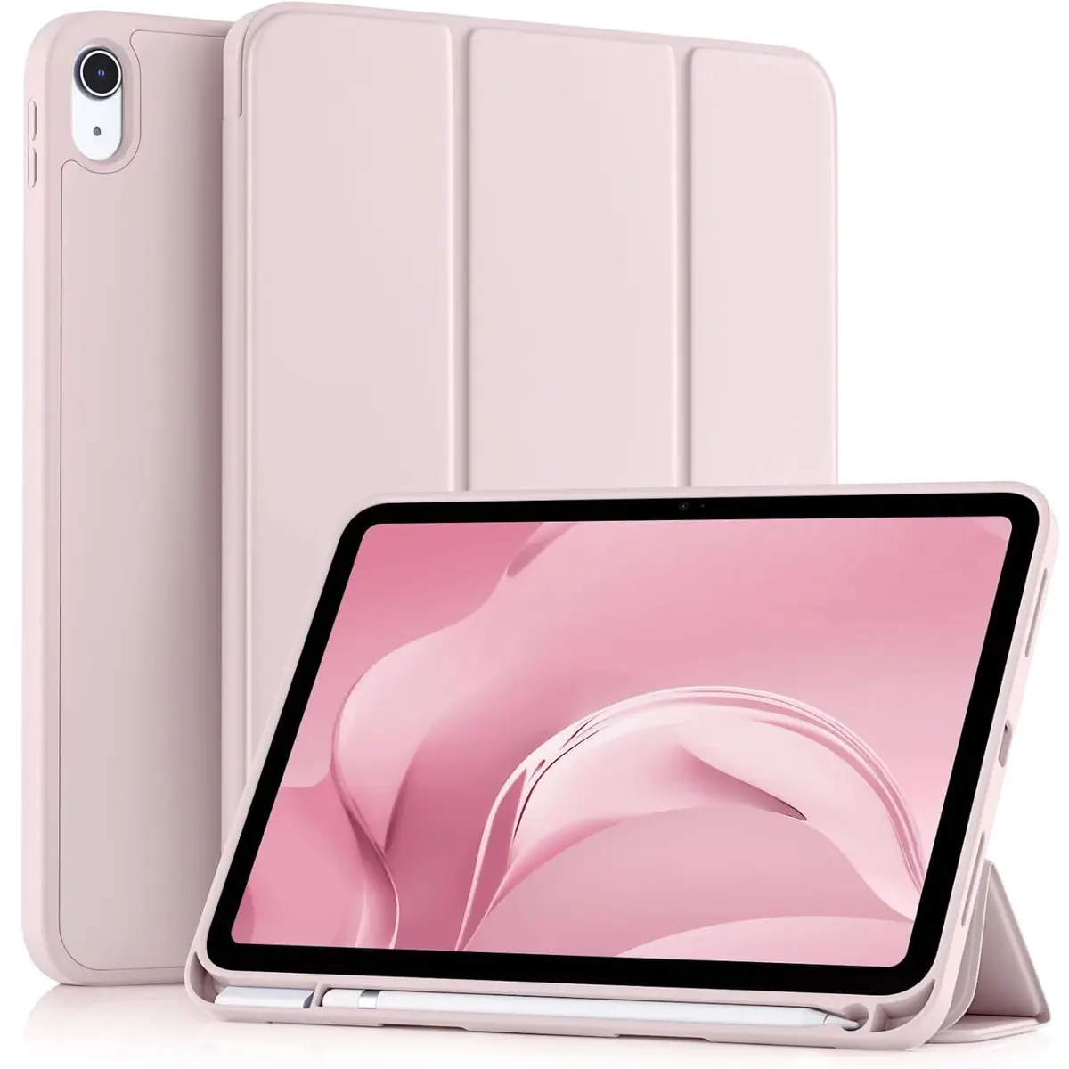 Capa Premium para iPad 10,9 polegadas, 10ª Geração e iPad 11ª Geração 2025, com Suporte para Apple Pencil e Função Sleep, Preto (Rosa) - 1