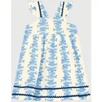 Vestido Brandili Estampa Peixes Off-White