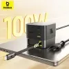 Estação de Carregamento Retrátil BASEUS com 100W, 3 Conexões USB C + 1 Conexão USB A - 1