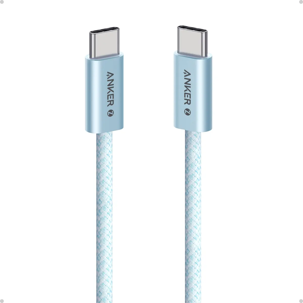Anker Zolo Cabo USB-C para USB-C, 240W de Carregamento Rápido (Tipo C, 1 m) | Trançado e Livre de Sujeira, Conector Fino, para iPhone 18/17/16/15, Samsung, Xiaomi, MacBook, iPad, Tablet, Kindle, Azul - 1