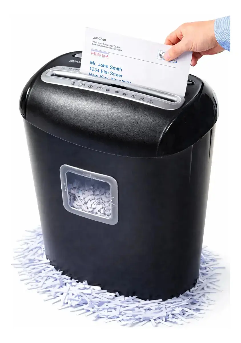 Fragmentadora de Papel Yamax para 10 Folhas com Corte em Tiras e Cesto de 21 L