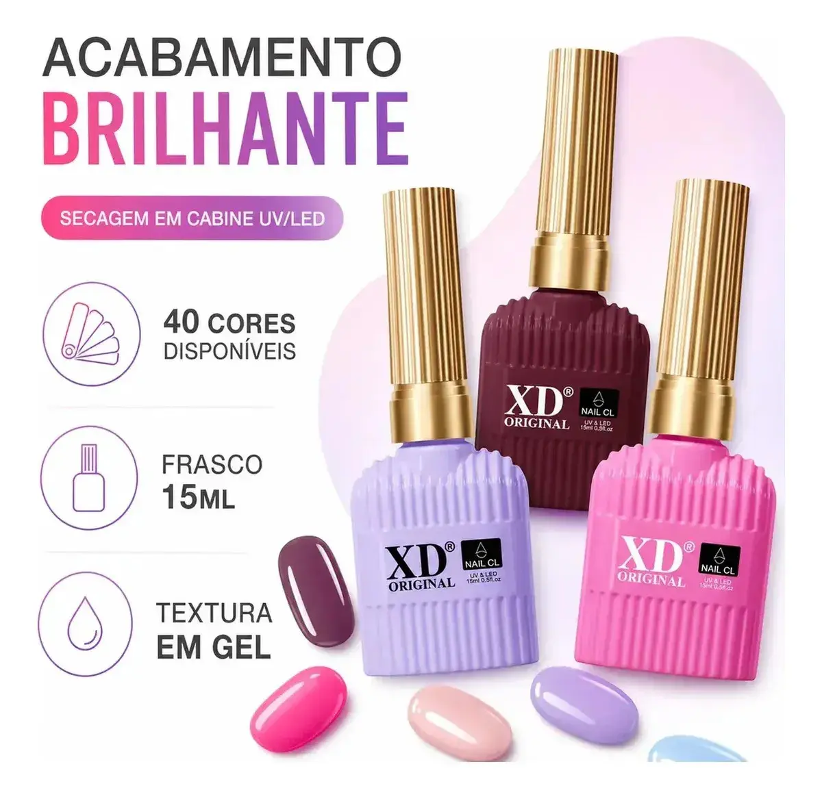 Esmalte Em Gel X&d Premium 15ml Alta Pigmentação XD01 thumbnail 4