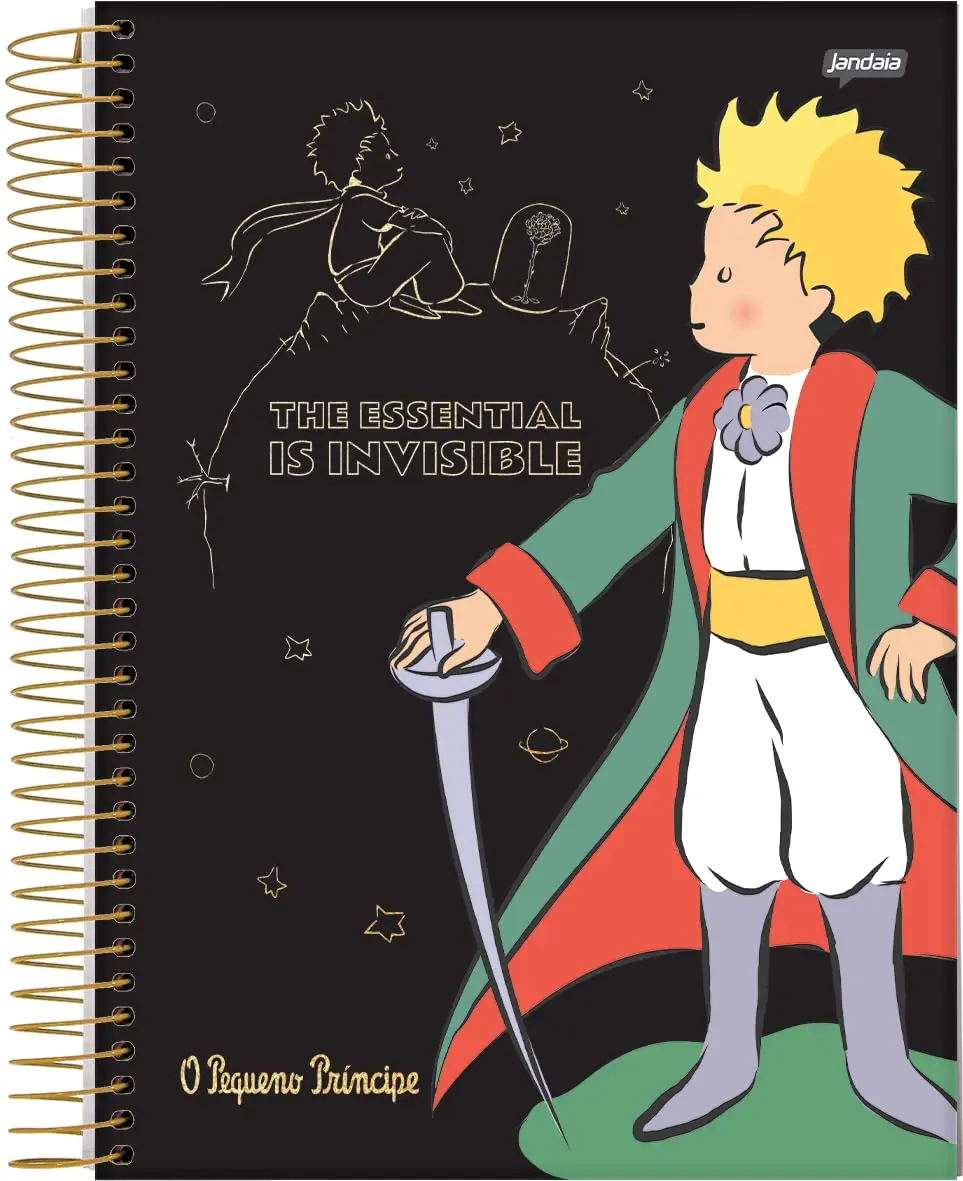 Jandaia - Caderno Espiral Universitário CD 1 Matéria 96 Fls O Pequeno Príncipe Preto FSC