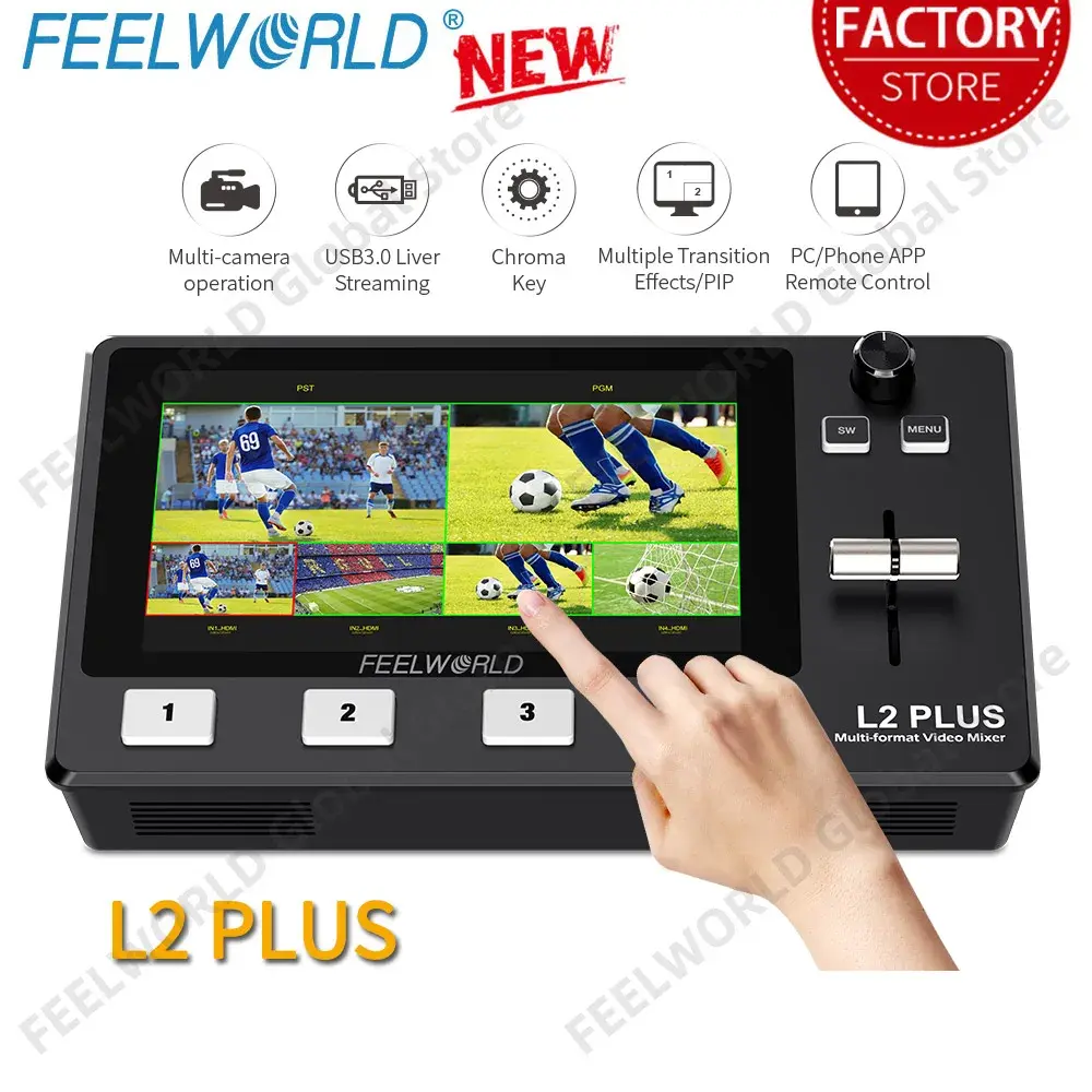 Do Brasil-Multi-Camera Video Mixer Switcher, Touch Screen, Chroma Key, USB 3.0, Live Streaming, L2 Plus, 5.5" - 1