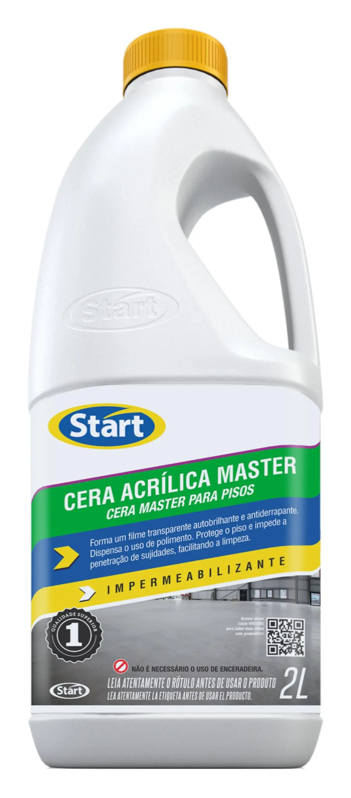 Cera Acrílica Líquida para Pisos Start Master, 2L | Impermeabilizante, Filme Brilhante Transparente, Antiderrapante