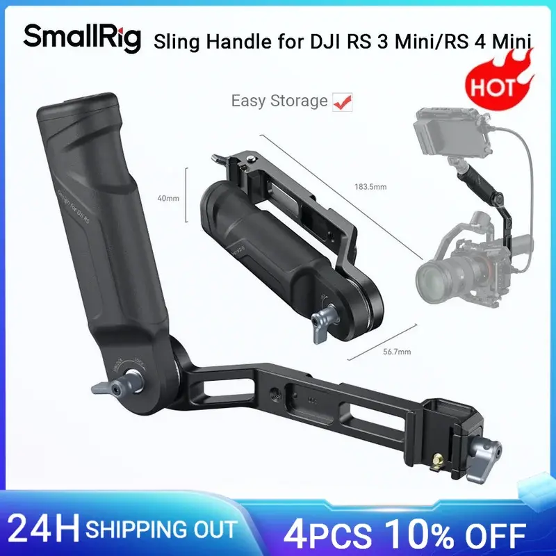Smallrig rs3 mini alça ajustável sling handgrip para dji rs 3/mini rs 4 mini gimbal estabilizador portátil com braçadeira nato sapato frio - 1