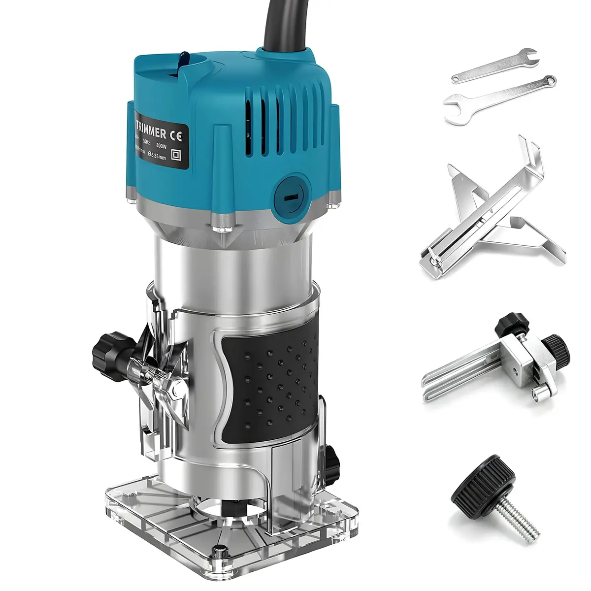 Tupia Laminadora Manual Elétrica 800w Pinça 1/4" 6mm 3000rpm, 220v | Tupia Trabalhos em Madeira Corte Preciso em Madeira e MDF para Marceneiro Profissional Aparador Bordas Compacto - 1