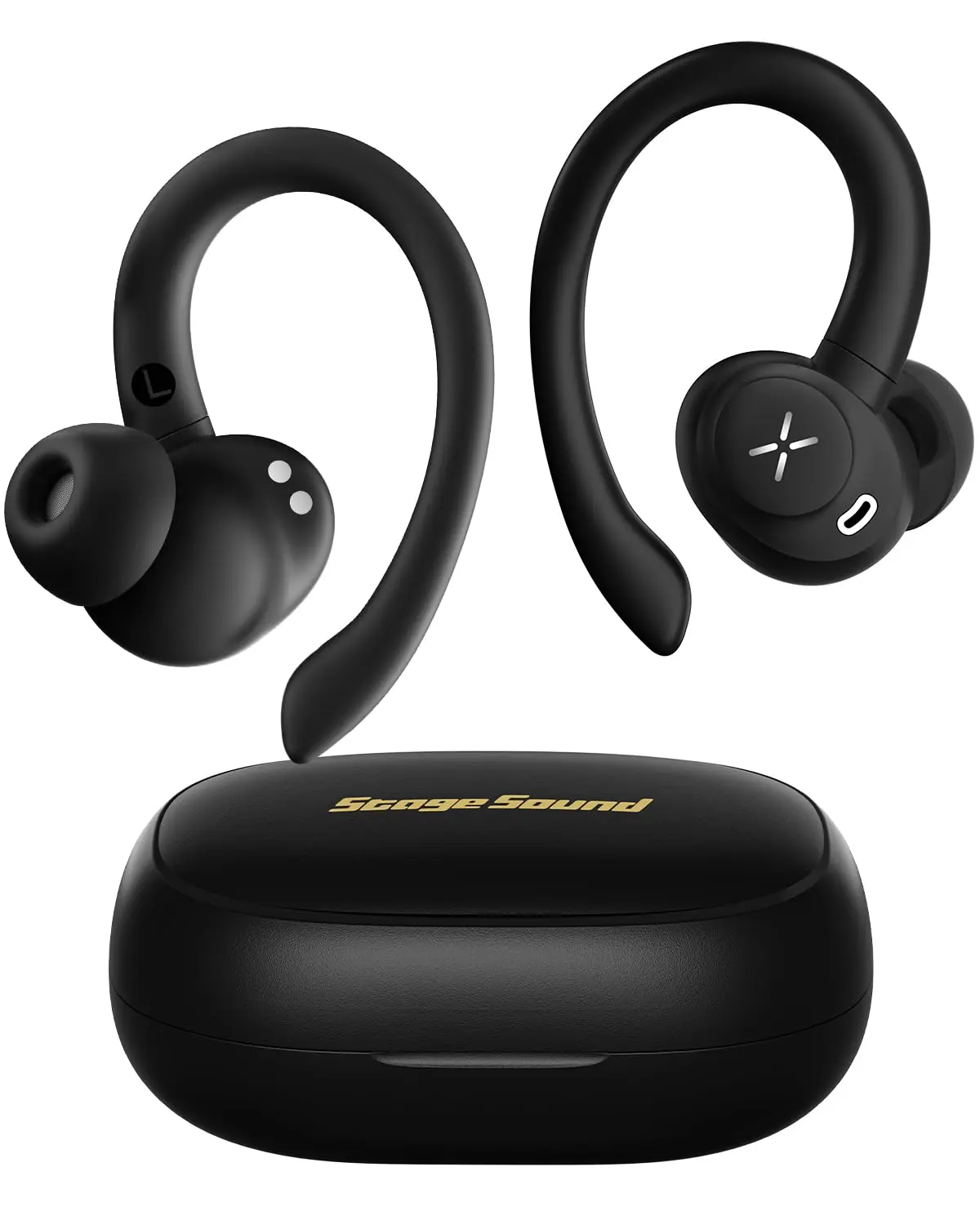 Fones de Ouvido Sem Fio Esportivos Bluetooth 5.4, Intra-auricular SportFree com Gancho, 30h de Bateria, IPX5 à Prova de Água, Estéreo HiFi, Design LED Display e Controles Toque para Corrida Academia