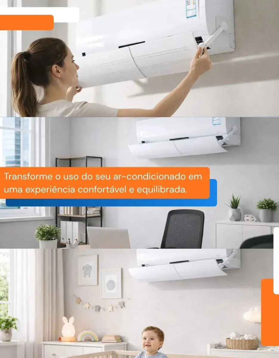 Defletor Ar Condicionado Split Universal Ângulo E Tamanho Ajustável 60cm a 103cm de 7.000 a 30.000 BTU Direcionado De AR Quebra Vento Alinea thumbnail 4