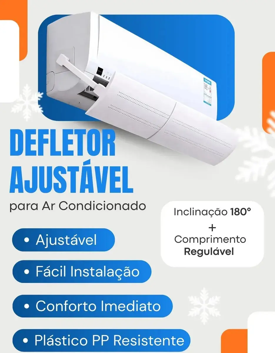 Defletor Ar Condicionado Split Universal Ângulo E Tamanho Ajustável 60cm a 103cm de 7.000 a 30.000 BTU Direcionado De AR Quebra Vento Alinea thumbnail 5