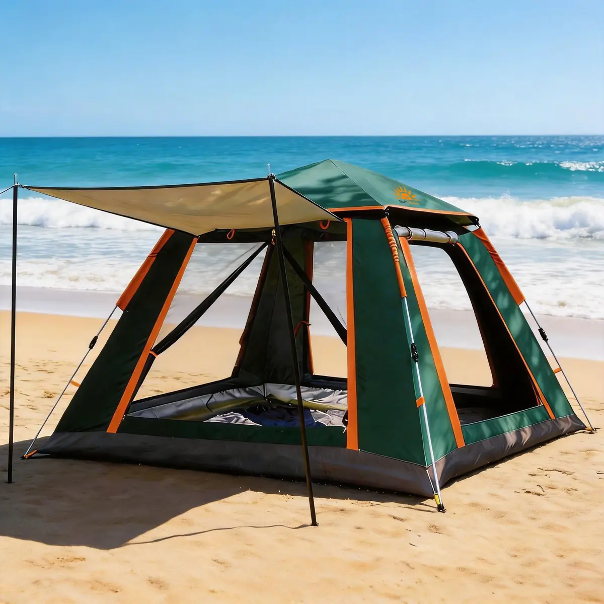 New Hawaii Barraca de Camping Automática 4/5/6 Pessoas, Impermeável com Mosquiteiro e Cobertura Solar, Dobrável