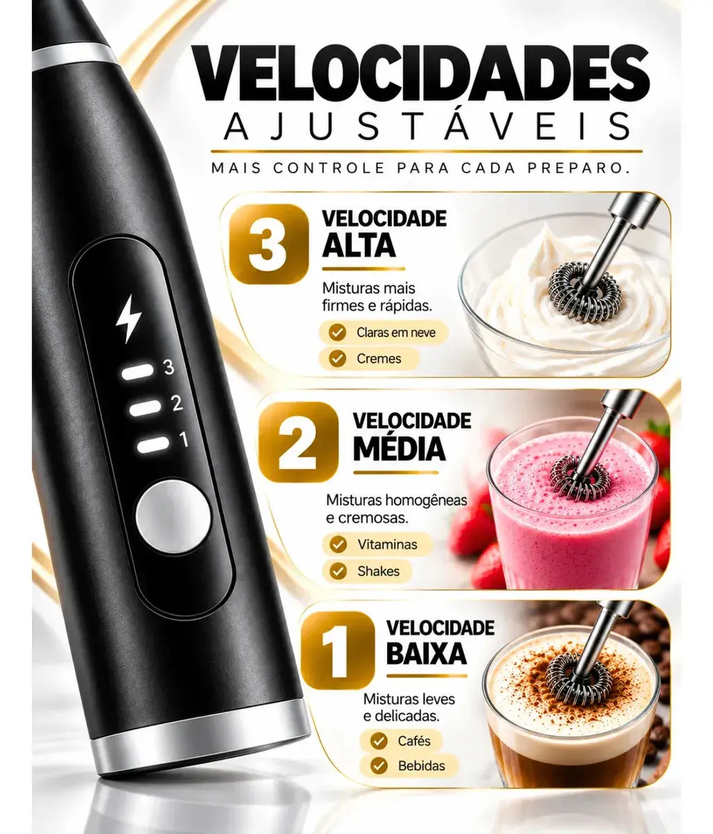 Mini Mixer Misturador De Bebidas Elétrico 2 Em 1 Portátil Recarregável Mexedor De Ovos Leite Whey Café Espuma Shake Drinks Capuccino Suco Blackbom thumbnail 4