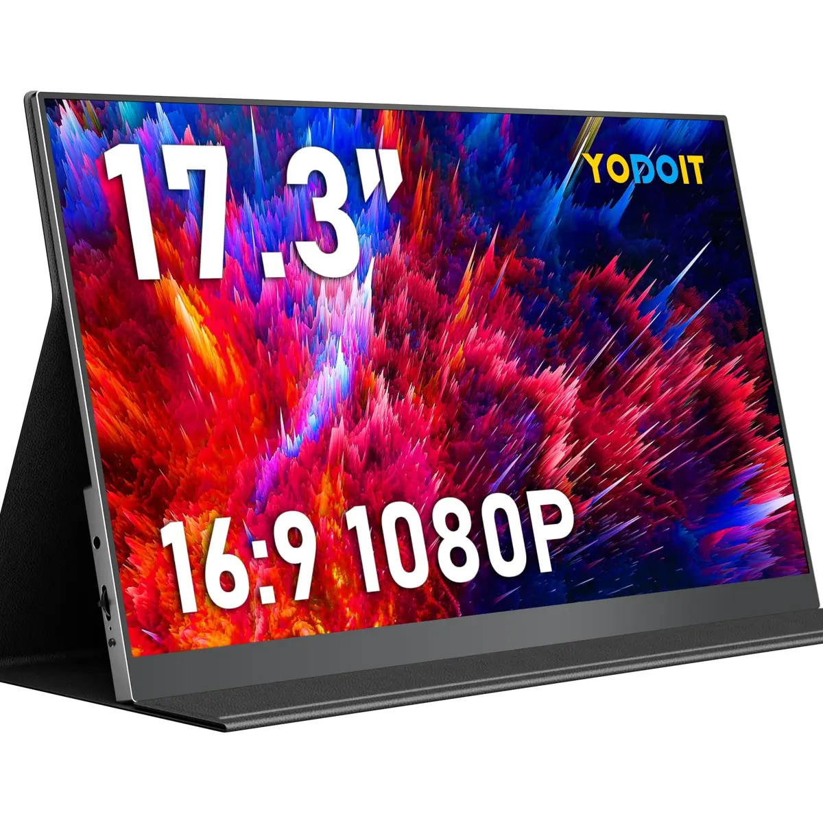 Yodoit Monitor Portátil 17,3" 1080P 100% SRGB FHD Tela com Porta USB Tipo C HDMI com Capa Inteligente Compatível com Laptop, PC, MacBook, Xbox, PS4/5, Phone - 1