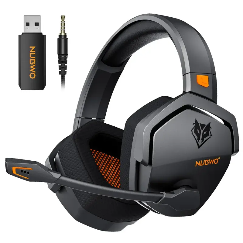 Fone de Ouvido Gamer NUBWO G06 Sem Fio 2.4GHz Bluetooth 5.3 Headphones Estéreo Modo Duplo com Microfone para PS5 PS4 PC Computador Nintendo Switch Celular Telefone Notebook Office Home PC Gamer Console