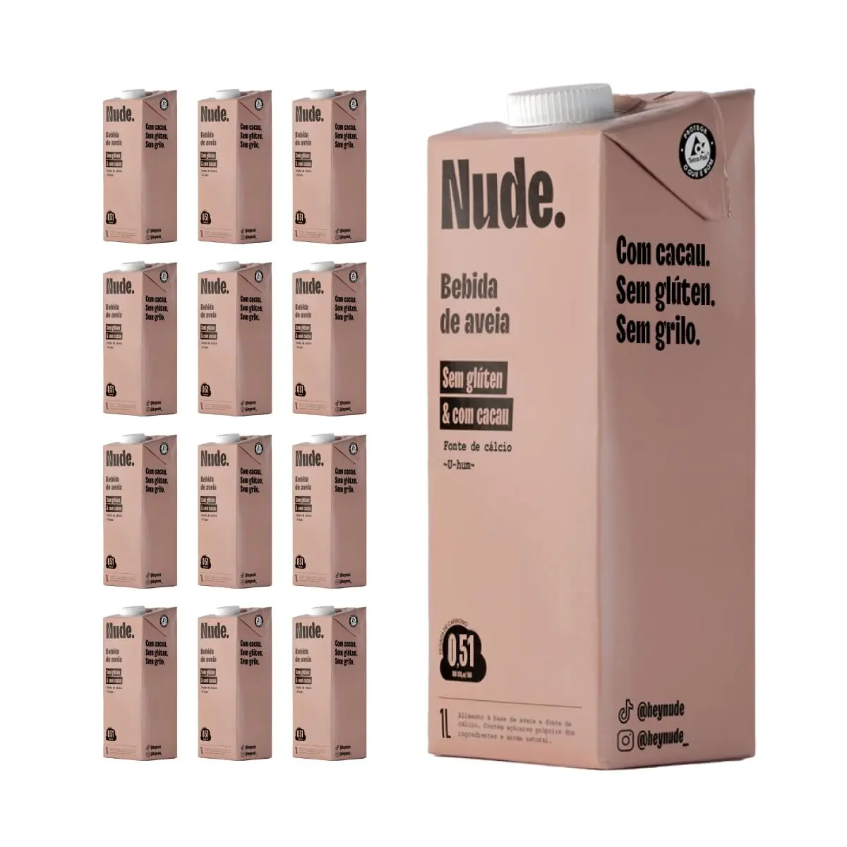 Nude Pack Leite de Aveia Cacau 1l - Caixa 12 Unidades - 1