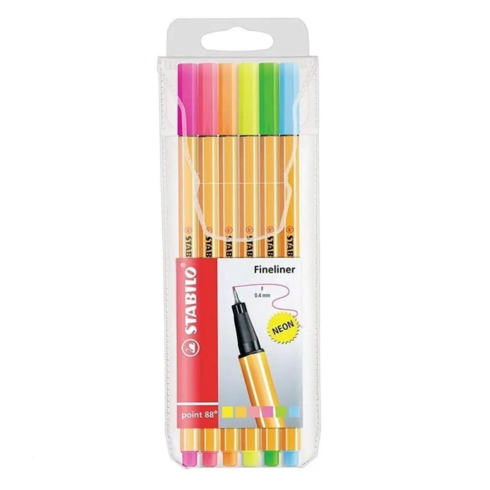 STABILO point 88 Caneta Ponta Fina – Estojo com 6 unidades – Em 6 cores neon - 1
