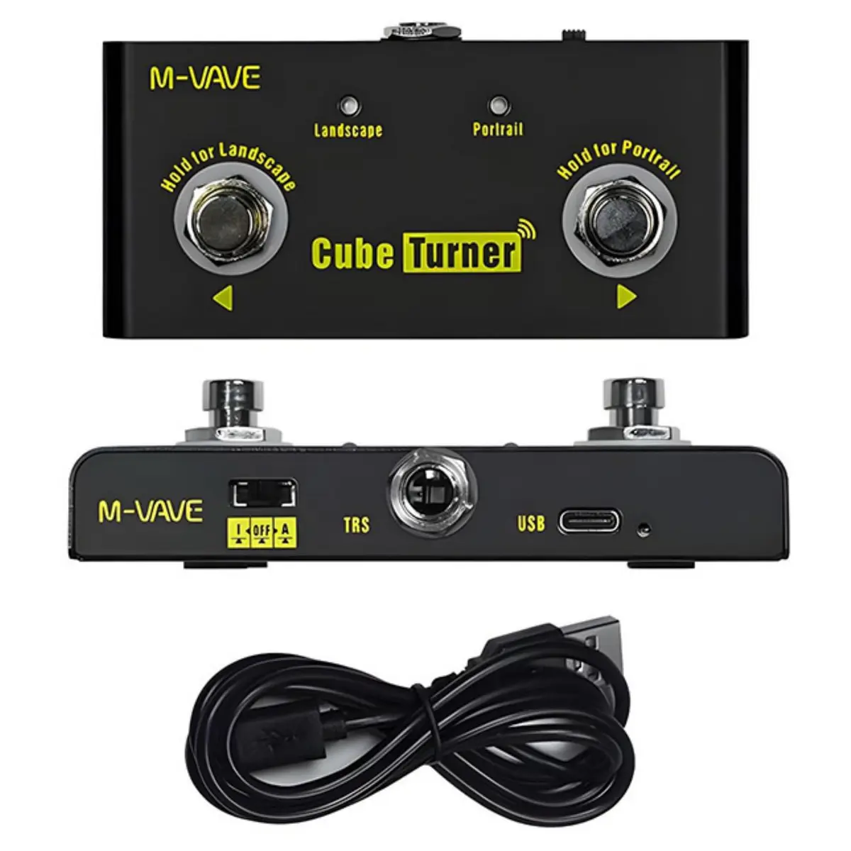 M-VAVE Cube Turner Plus Virador de Páginas Sem Fio, Bateria 48H, BT Página, Software e LOOPER, Profissional para Músicos MIDI, Suporte para Looper Compatível, Android e iOS, Carcaça Metálica