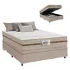 Cama Box Baú Casal Colchão Molas Flora Bege 138x188x61cm - 1