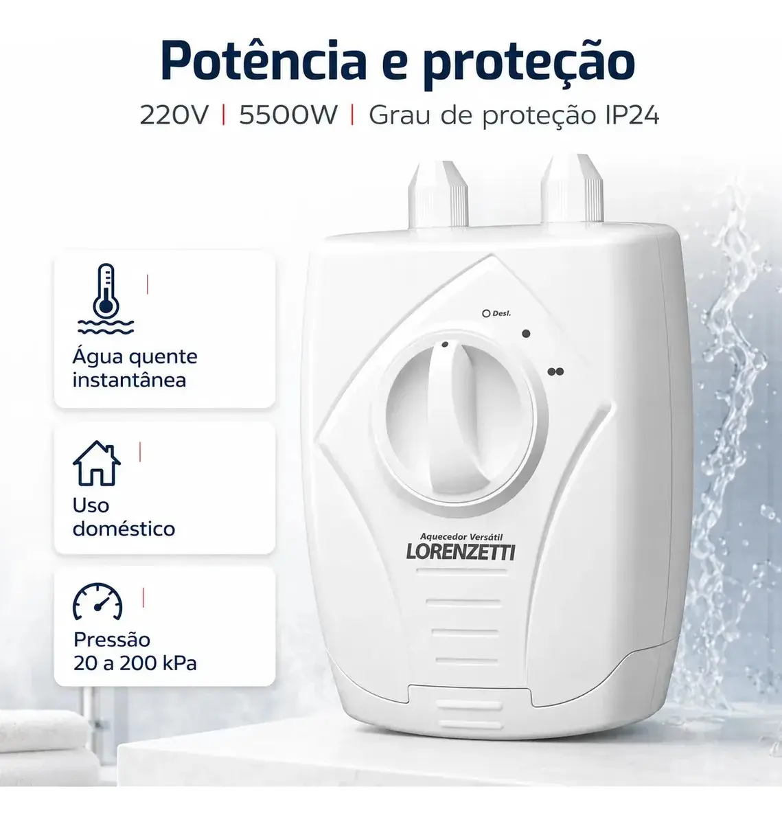 Aquecedor de Água Lorenzetti Elétrico Versátil Branco thumbnail 3