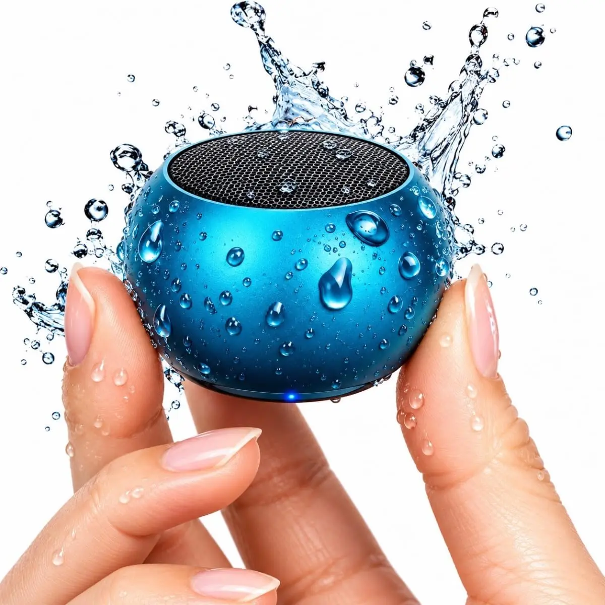 Caixa de Som Bluetooth Portátil Caixinha Pequena 5.0 Recarregável Azul | Som Alto - Material Liga de Alumínio - Potência 3W - Design Compato Moderno