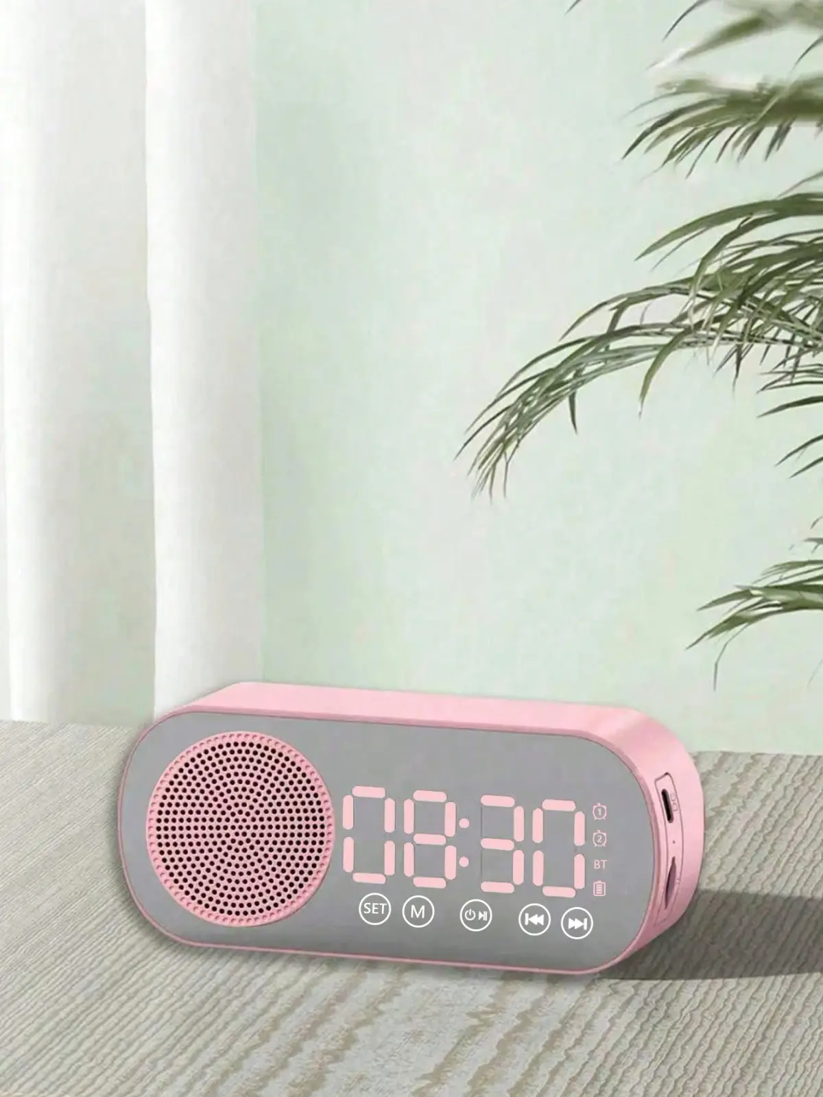 Caixa de Som Bluetooth, Relógio Despertador com Espelho, Caixa de Som Inteligente, Alto-falante Pequeno com Graves Potentes e Entrada para Cartão FM