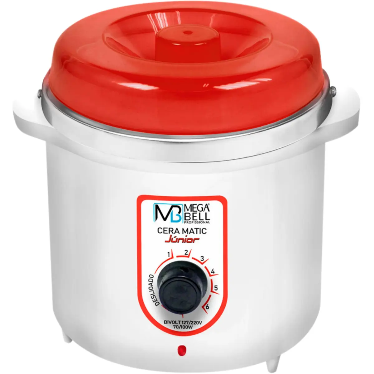 Panela Aquecedora Mega Bell, Vermelho e Branco, 400g | Ocupa pouco espaço e está disponível em cores variadas para combinar com seu estilo