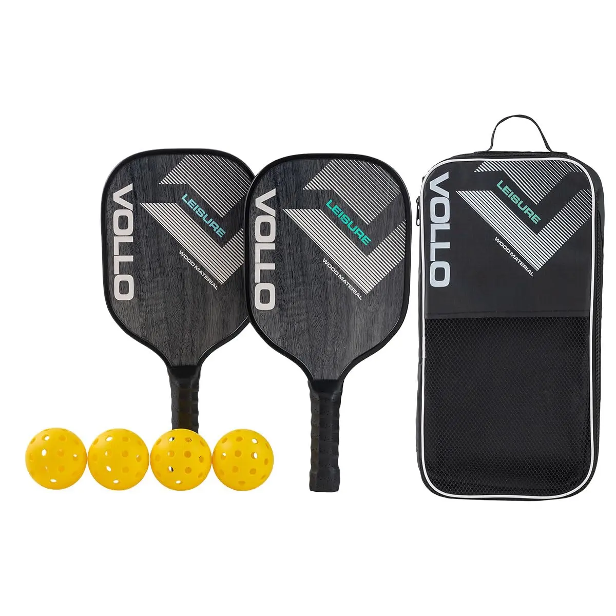 Kit Pickleball Lazer 2 Raquetes 4 Bolas e Bolsa Vollo