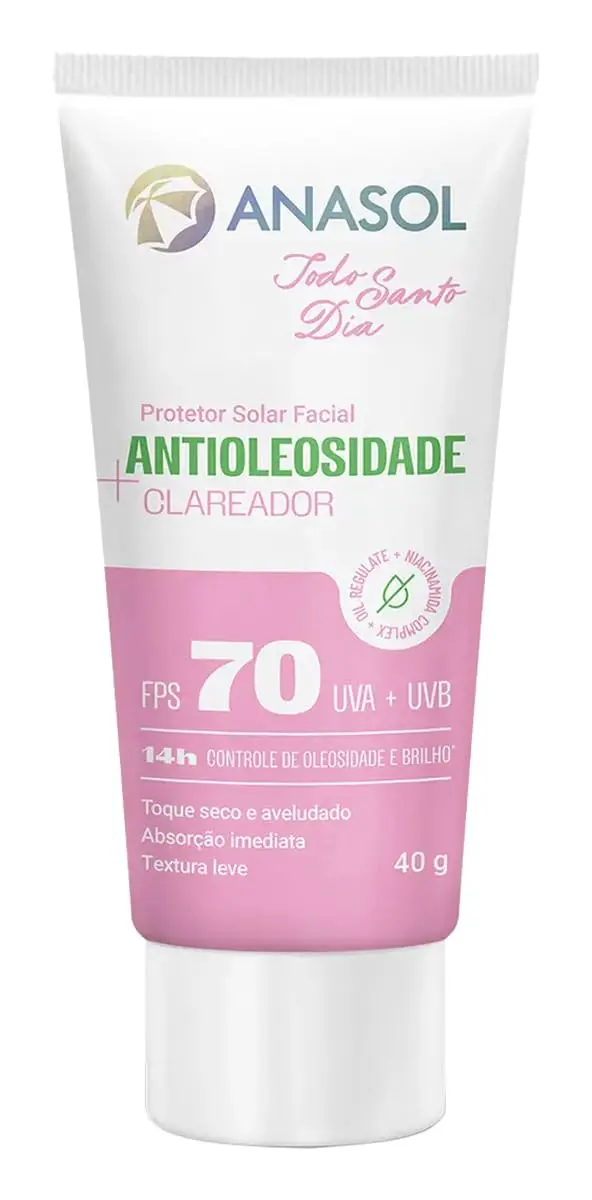 Anasol Protetor Solar Facial Antioleosidade Clareador Todo Santo Dia FPS70 40g