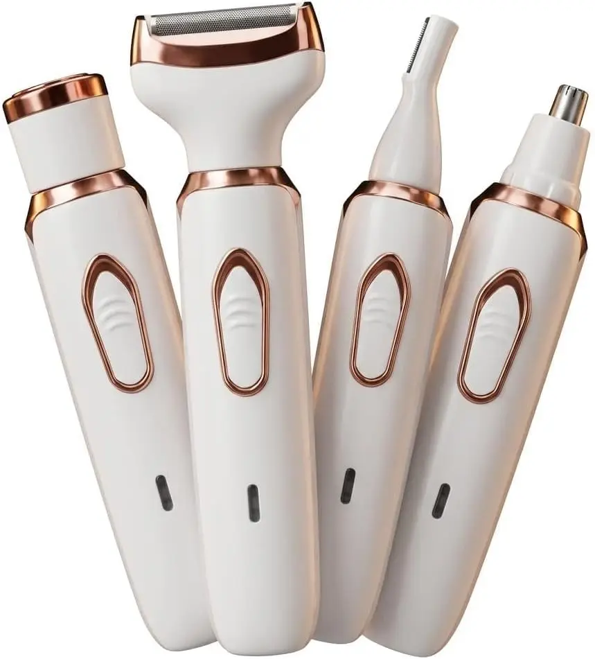 Depilador Feminino Elétrico 4 em 1 Sem Fio Rosto Corpo Virilha Sobrancelha | Um aparelho 4 em 1 para rosto e corpo, com uso sem fio e formato portátil para retoques rápidos na rotina de cuidados.