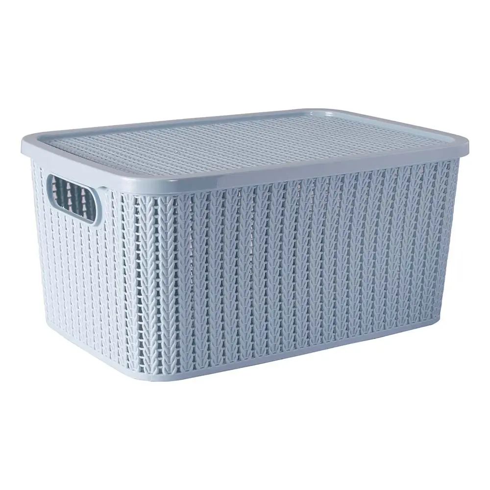 Caixa com Tampa Trama Plasútil Azul 14 L
