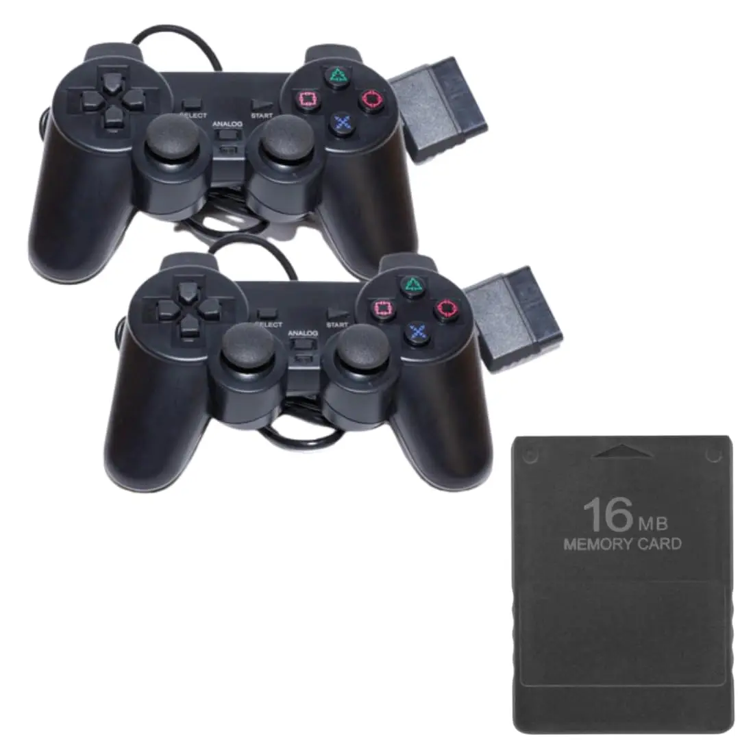 2 Controles Compatível a Playstation 2 + Memory Card - 1