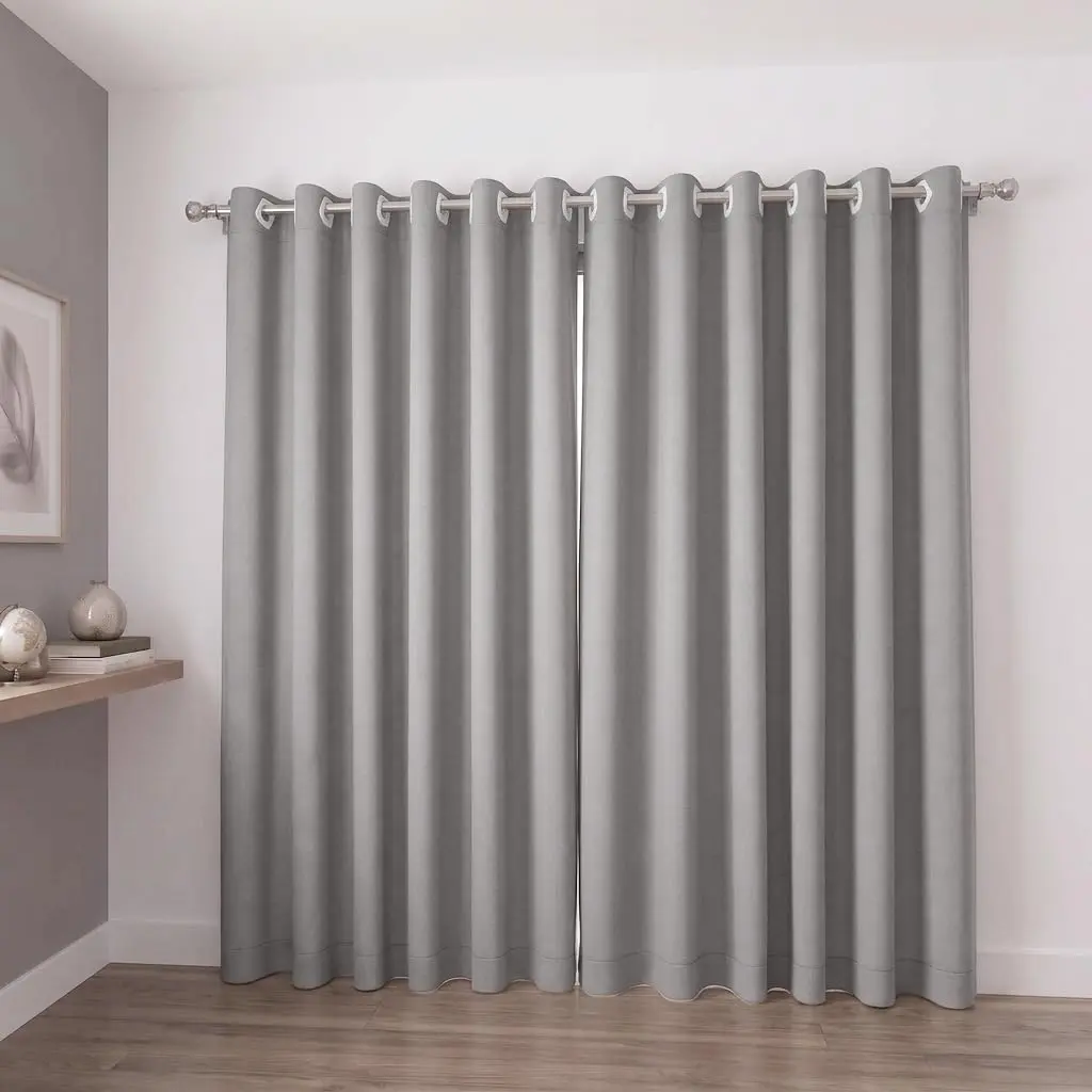 Cortina Blackout 2,70m x 1,80m, 2 Partes com 16 Ilhoses, Bloqueia até 80% da Luz, Cinza, Reduz Calor e Protege dos Raios UV, Lavável em Máquina, Ideal para Varão até 2m – MC Cortinas - 1